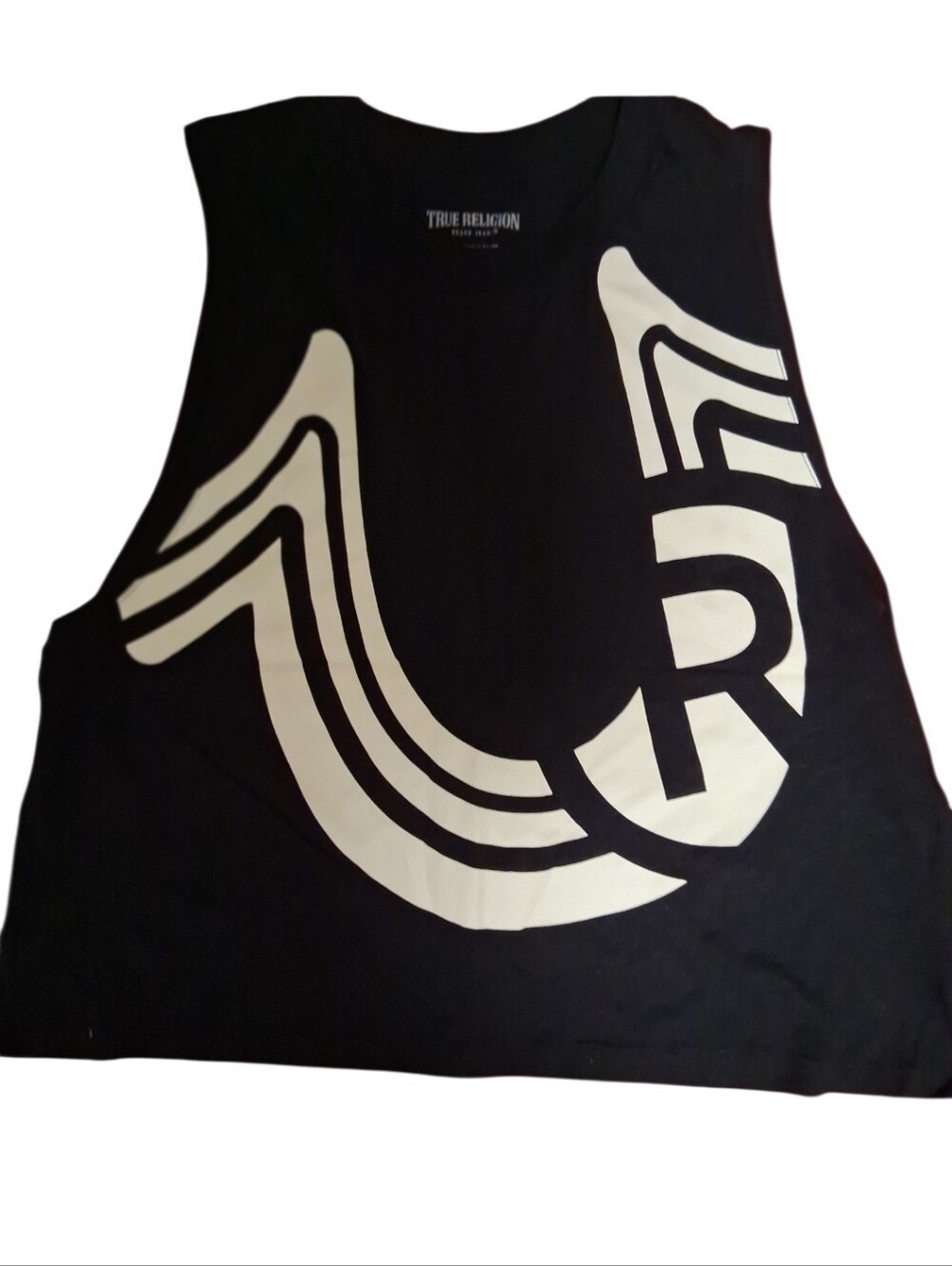 True Religion Black Tank with Bold White Graphic Logo